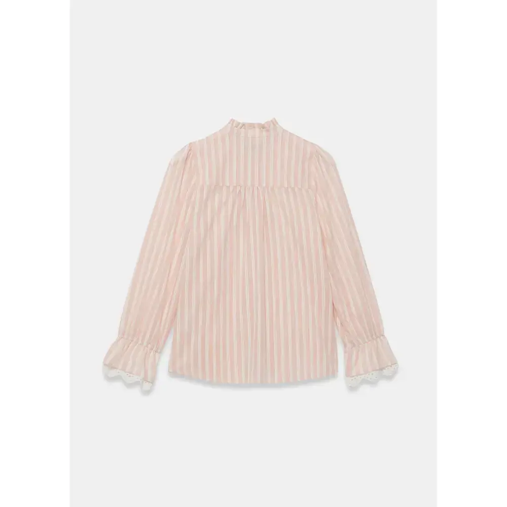 Mint Velvet Pink Striped Broderie Trim Blouse